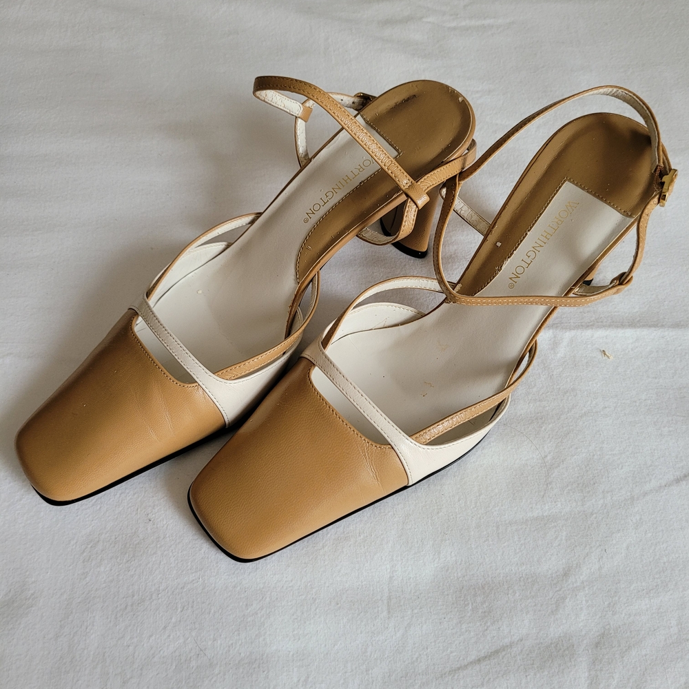 Worthington Elegant Navy and Tan Strappy Heel Bundle, Sz 8 M,  GUC - Picture 2 of 14